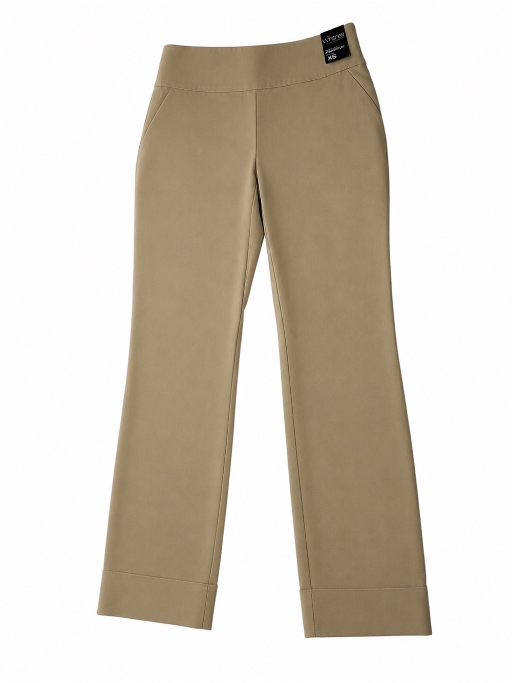 NY&C Whitney Pull-On Crop Pants Khaki High Waist Stretch XS NWT